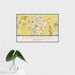 16x24 Warrensburg Missouri Map Print Landscape Orientation in Woodblock Style With Tropical Plant Leaves in Water