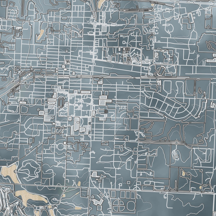 Warrensburg Missouri Map Print in Afternoon Style Zoomed In Close Up Showing Details