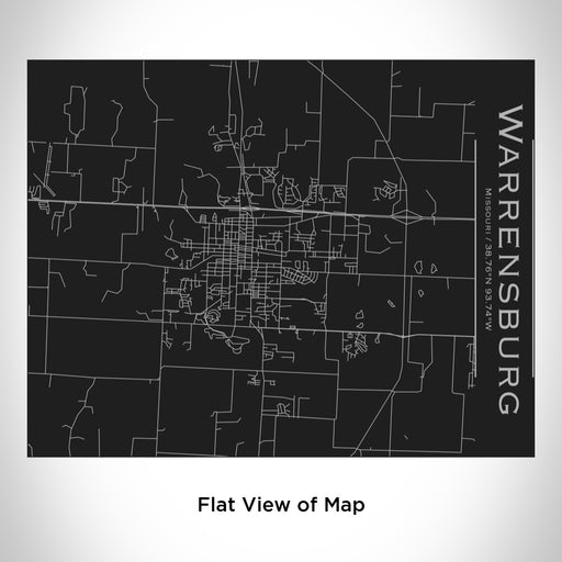 Rendered View of Warrensburg Missouri Map Engraving on 20oz Stainless Steel Insulated Bottle with Bamboo Top in Black