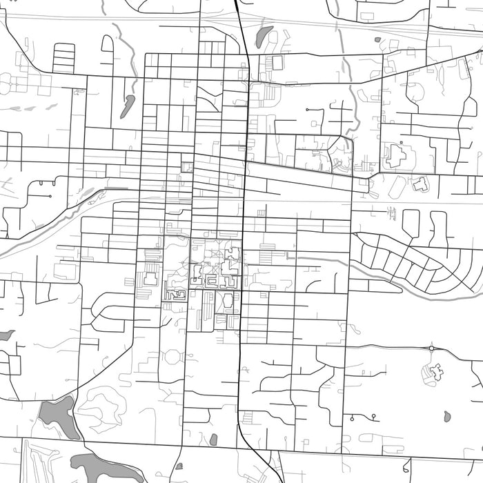 Warrensburg Missouri Map Print in Classic Style Zoomed In Close Up Showing Details