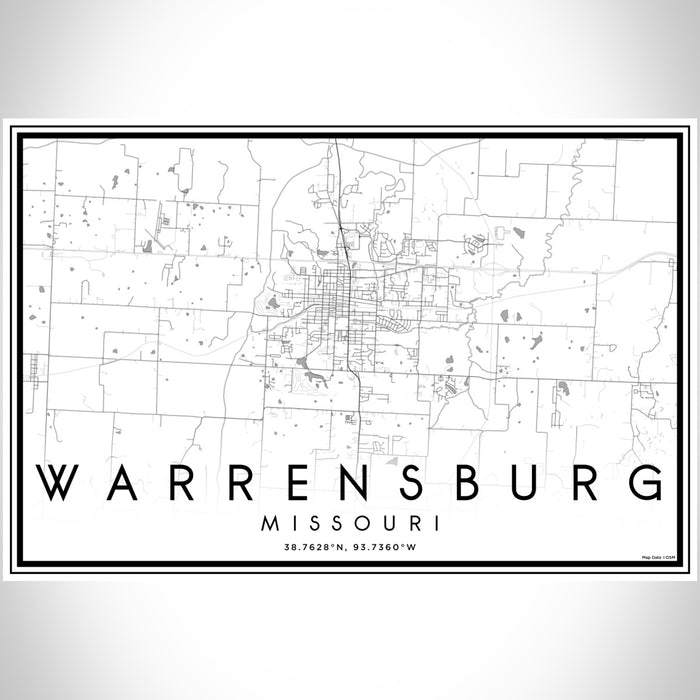 Warrensburg Missouri Map Print Landscape Orientation in Classic Style With Shaded Background