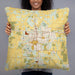 Person holding 22x22 Custom Warrensburg Missouri Map Throw Pillow in Woodblock