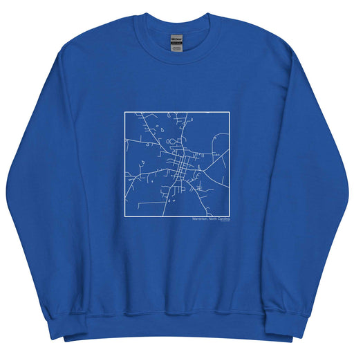 Warrenton North Carolina  Map Unisex Crewneck Sweater with City inscription in Royal Blue