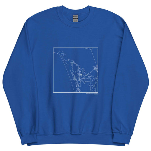 Warrenton Oregon  Map Unisex Crewneck Sweater with City inscription in Royal Blue