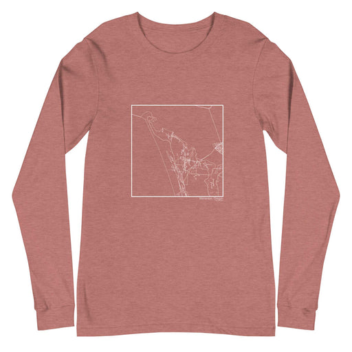Warrenton Oregon  Map Unisex Long-Sleeve T-shirt with City inscription in Heather Mauve