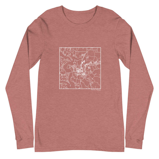 Warsaw Missouri  Map Unisex Long-Sleeve T-shirt with City inscription in Heather Mauve