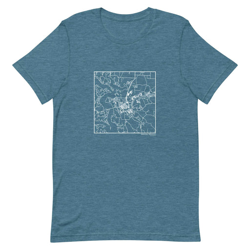 Warsaw Missouri  Map Unisex T-Shirt with City inscription in Heather Teal