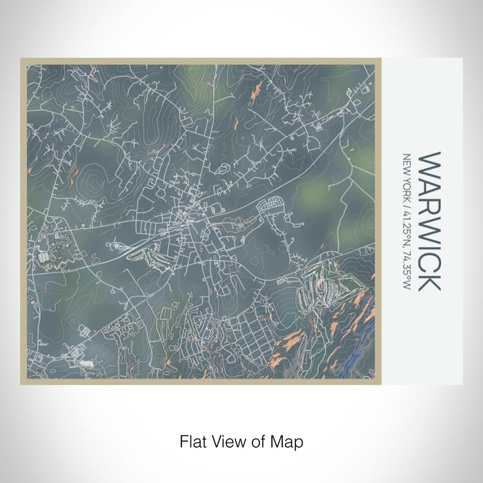 Rendered View of Warwick New York Map on 20oz Stainless Steel Insulated Bottle with Bamboo Top with printed afternoon style map