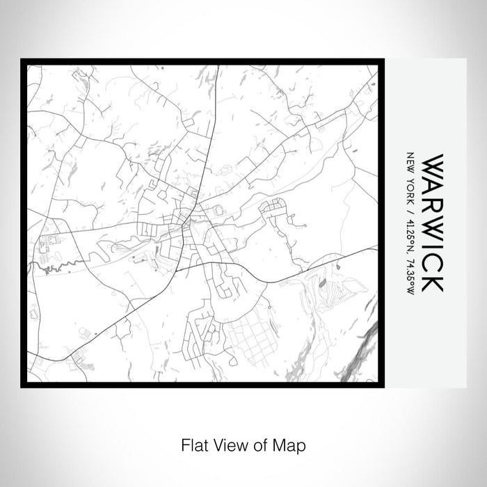 Rendered View of Warwick New York Map on 20oz Stainless Steel Insulated Bottle with Bamboo Top with printed classic style map