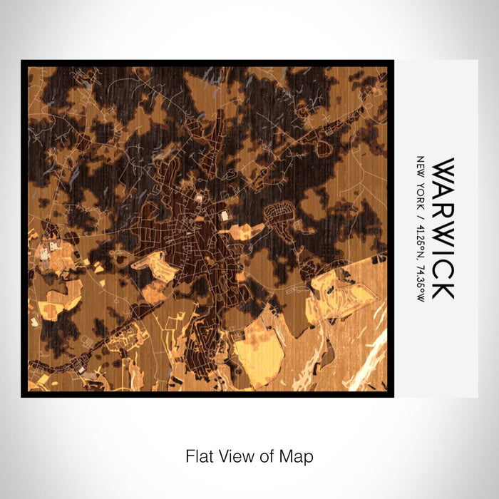 Rendered View of Warwick New York Map on 20oz Stainless Steel Insulated Bottle with Bamboo Top with printed ember style map