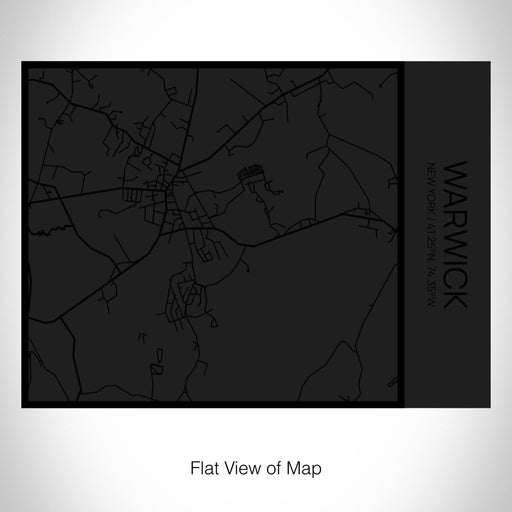 Rendered View of Warwick New York Map on 20oz Stainless Steel Insulated Bottle with Bamboo Top in Matte Black with printed Tactile Lines Map in Black