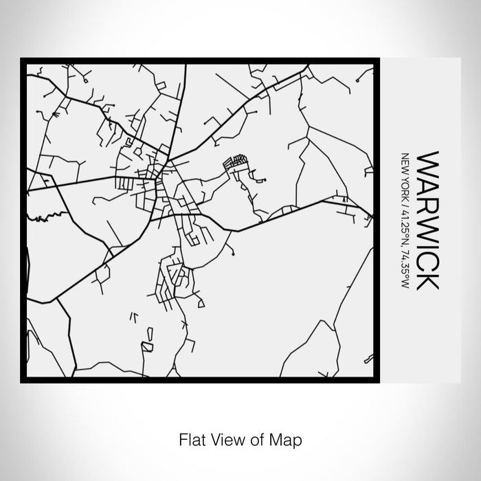 Rendered View of Warwick New York Map on 20oz Stainless Steel Insulated Bottle with Bamboo Top in Matte White with printed Tactile Lines Map in Black