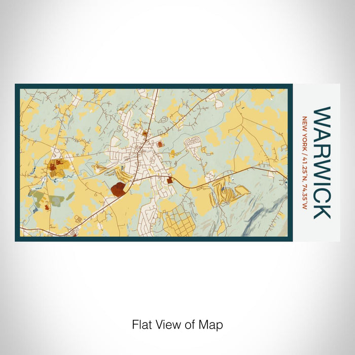 Rendered View of Warwick New York Map on 17oz Stainless Steel Insulated Bottle with printed woodblock style map