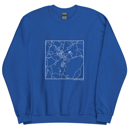 Warwick New York  Map Unisex Crewneck Sweater with City inscription in Royal Blue