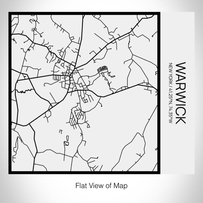 Rendered View of Warwick New York Map on 17oz Stainless Steel Insulated Tumbler in Matte White with Tactile Lines