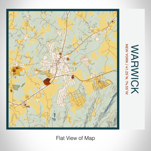 Rendered View of Warwick New York Map on 17oz Stainless Steel Insulated Tumbler in Woodblock Map Style