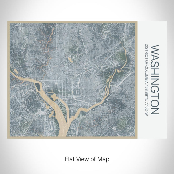 Rendered View of Washington District of Columbia Map on 20oz Stainless Steel Insulated Bottle with Bamboo Top with printed afternoon style map