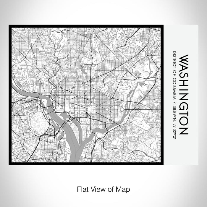 Rendered View of Washington District of Columbia Map on 20oz Stainless Steel Insulated Bottle with Bamboo Top with printed classic style map