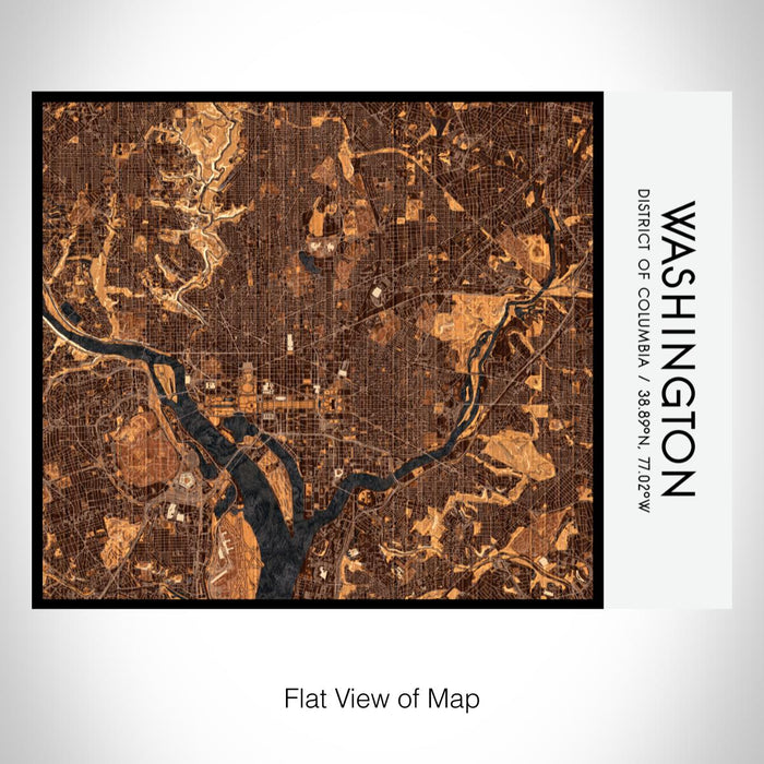 Rendered View of Washington District of Columbia Map on 20oz Stainless Steel Insulated Bottle with Bamboo Top with printed ember style map