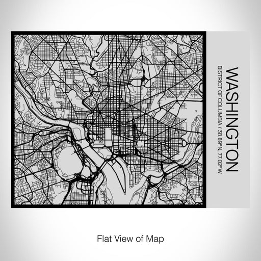 Rendered View of Washington District of Columbia Map on 20oz Stainless Steel Insulated Bottle with Bamboo Top with printed Tactile Lines Map in Black