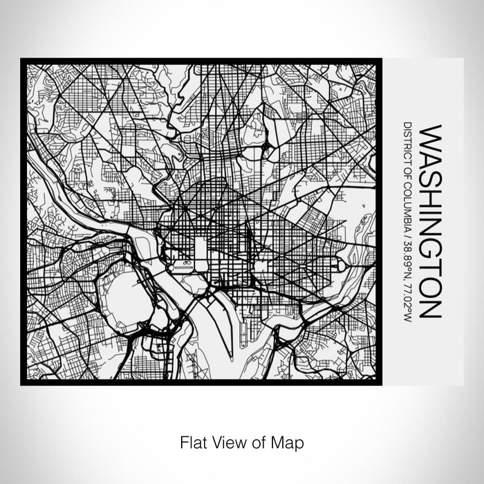 Rendered View of Washington District of Columbia Map on 20oz Stainless Steel Insulated Bottle with Bamboo Top in Matte White with printed Tactile Lines Map in Black