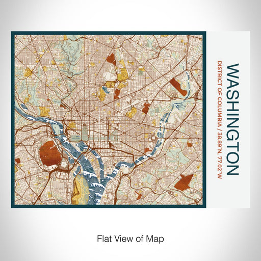 Rendered View of Washington District of Columbia Map on 20oz Stainless Steel Insulated Bottle with Bamboo Top with printed woodblock style map