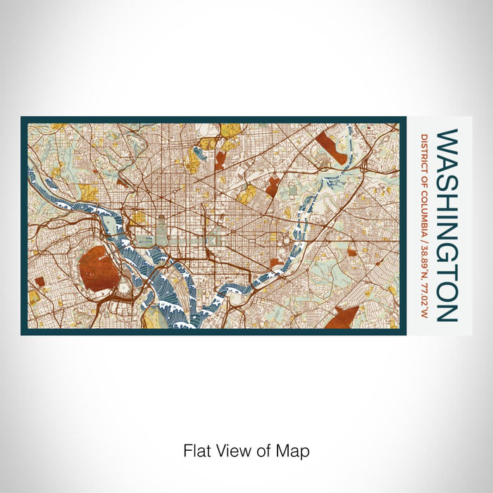 Rendered View of Washington District of Columbia Map on 17oz Stainless Steel Insulated Bottle with printed woodblock style map