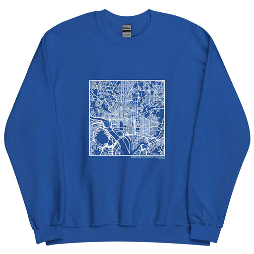 Washington District of Columbia  Map Unisex Crewneck Sweater with City inscription in Royal Blue