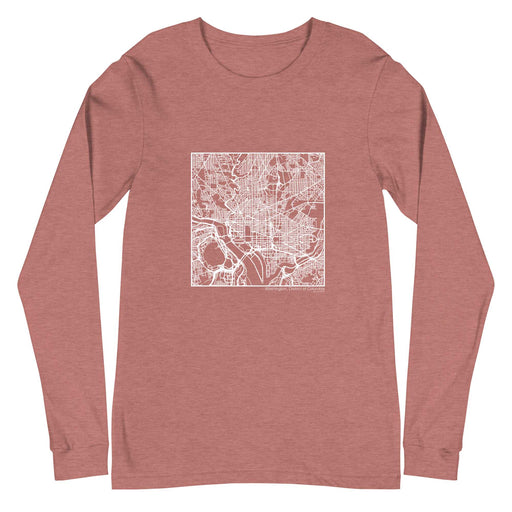 Washington District of Columbia  Map Unisex Long-Sleeve T-shirt with City inscription in Heather Mauve