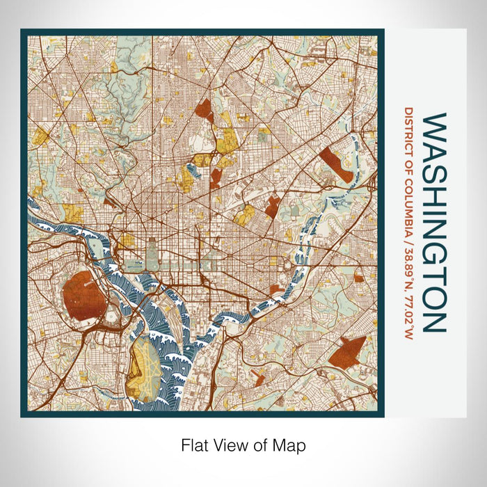 Rendered View of Washington District of Columbia Map on 17oz Stainless Steel Insulated Tumbler in Woodblock Map Style