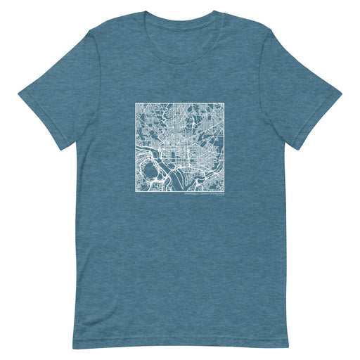 Washington District of Columbia  Map Unisex T-Shirt with City inscription in Heather Teal
