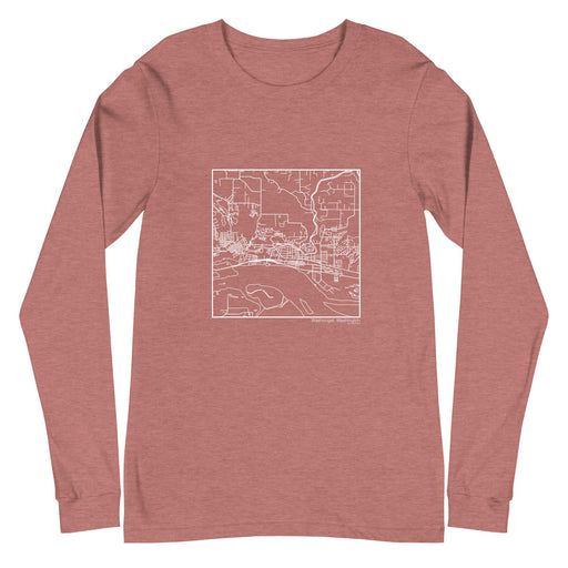 Washougal Washington  Map Unisex Long-Sleeve T-shirt with City inscription in Heather Mauve