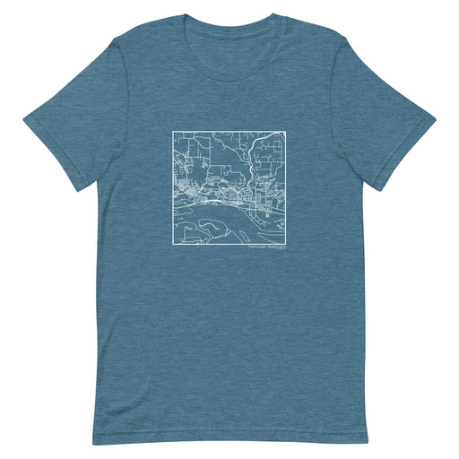 Washougal Washington  Map Unisex T-Shirt with City inscription in Heather Teal
