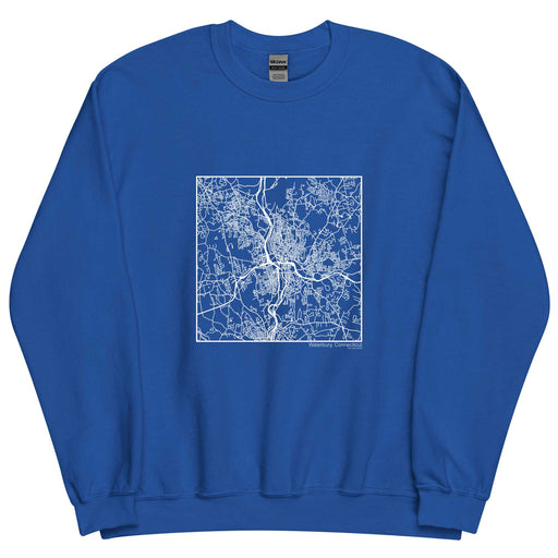 Waterbury Connecticut  Map Unisex Crewneck Sweater with City inscription in Royal Blue