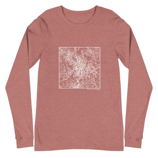 Waterbury Connecticut  Map Unisex Long-Sleeve T-shirt with City inscription in Heather Mauve