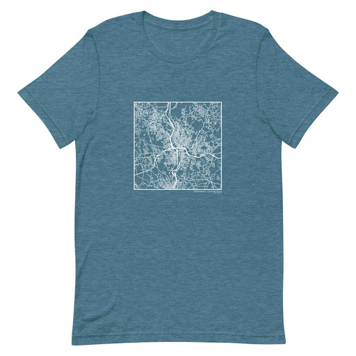 Waterbury Connecticut  Map Unisex T-Shirt with City inscription in Heather Teal