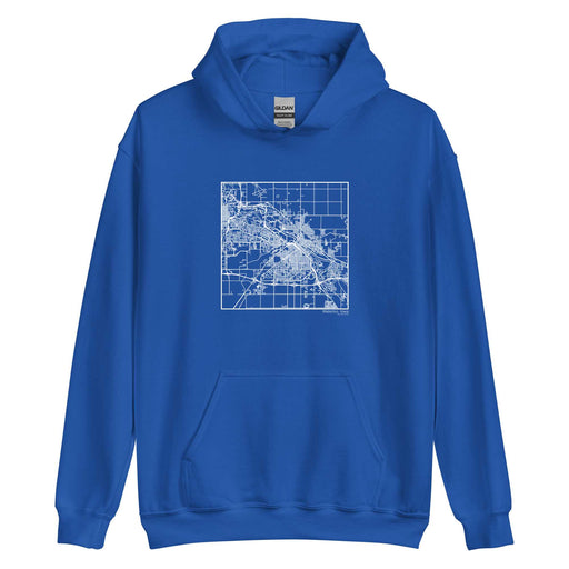 Waterloo Iowa  Map Unisex Hoodie Sweater with City inscription in Royal Blue