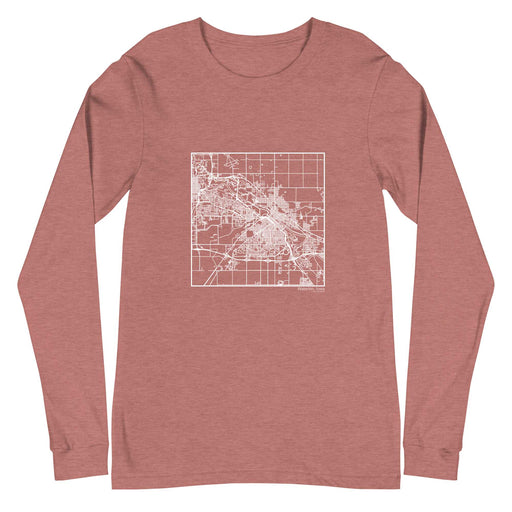 Waterloo Iowa  Map Unisex Long-Sleeve T-shirt with City inscription in Heather Mauve