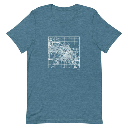 Waterloo Iowa  Map Unisex T-Shirt with City inscription in Heather Teal