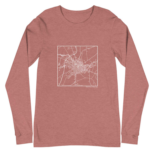 Watertown New York  Map Unisex Long-Sleeve T-shirt with City inscription in Heather Mauve