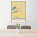 24x36 Watertown South Dakota Map Print Portrait Orientation in Woodblock Style Behind 2 Chairs Table and Potted Plant