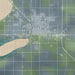 Watertown South Dakota Map Print in Afternoon Style Zoomed In Close Up Showing Details