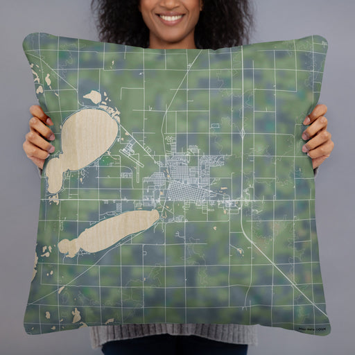 Person holding 22x22 Custom Watertown South Dakota Map Throw Pillow in Afternoon