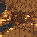 Watertown South Dakota Map Print in Ember Style Zoomed In Close Up Showing Details