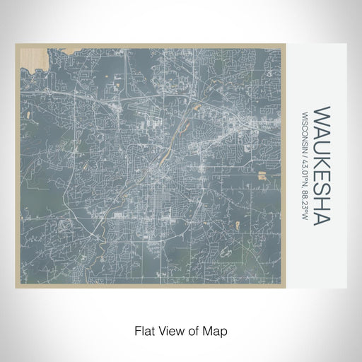 Rendered View of Waukesha Wisconsin Map on 20oz Stainless Steel Insulated Bottle with Bamboo Top with printed afternoon style map