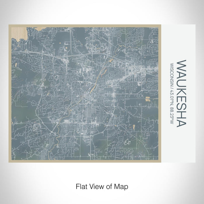 Rendered View of Waukesha Wisconsin Map on 20oz Stainless Steel Insulated Bottle with Bamboo Top with printed afternoon style map