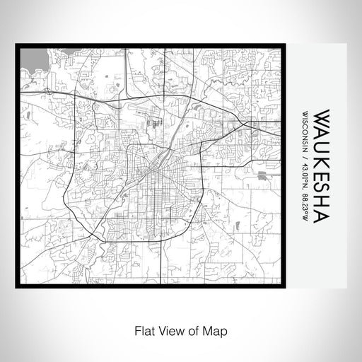 Rendered View of Waukesha Wisconsin Map on 20oz Stainless Steel Insulated Bottle with Bamboo Top with printed classic style map