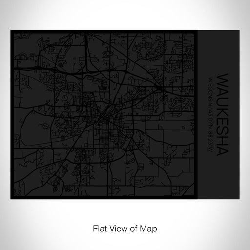 Rendered View of Waukesha Wisconsin Map on 20oz Stainless Steel Insulated Bottle with Bamboo Top in Matte Black with printed Tactile Lines Map in Black