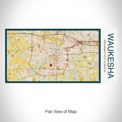 Rendered View of Waukesha Wisconsin Map on 17oz Stainless Steel Insulated Bottle with printed woodblock style map