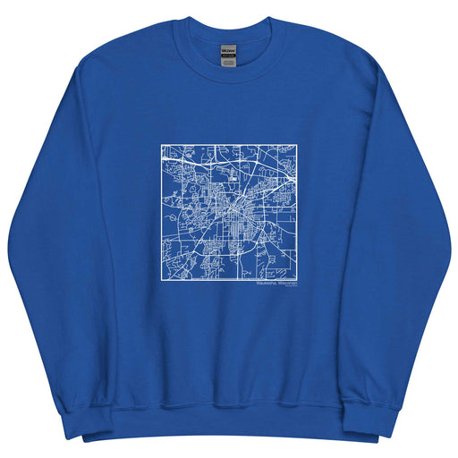Waukesha Wisconsin  Map Unisex Crewneck Sweater with City inscription in Royal Blue